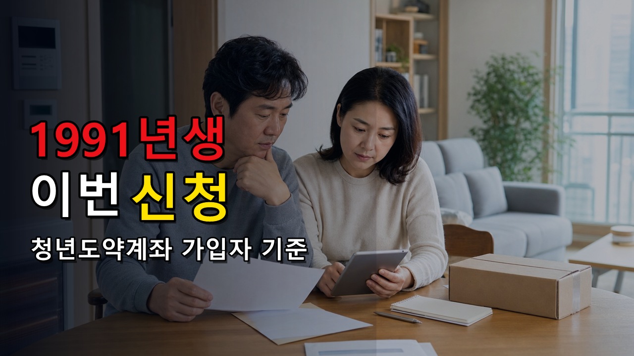 청년도약계좌 가입자는 미래적금으로 바로 갈아타도 될까? 중복 여부 체크 · 청년미래적금 1991년생 이번에 신청해야 하나 기준 관련 핵심 정보를 상징적으로 보여주는 썸네일 이미지