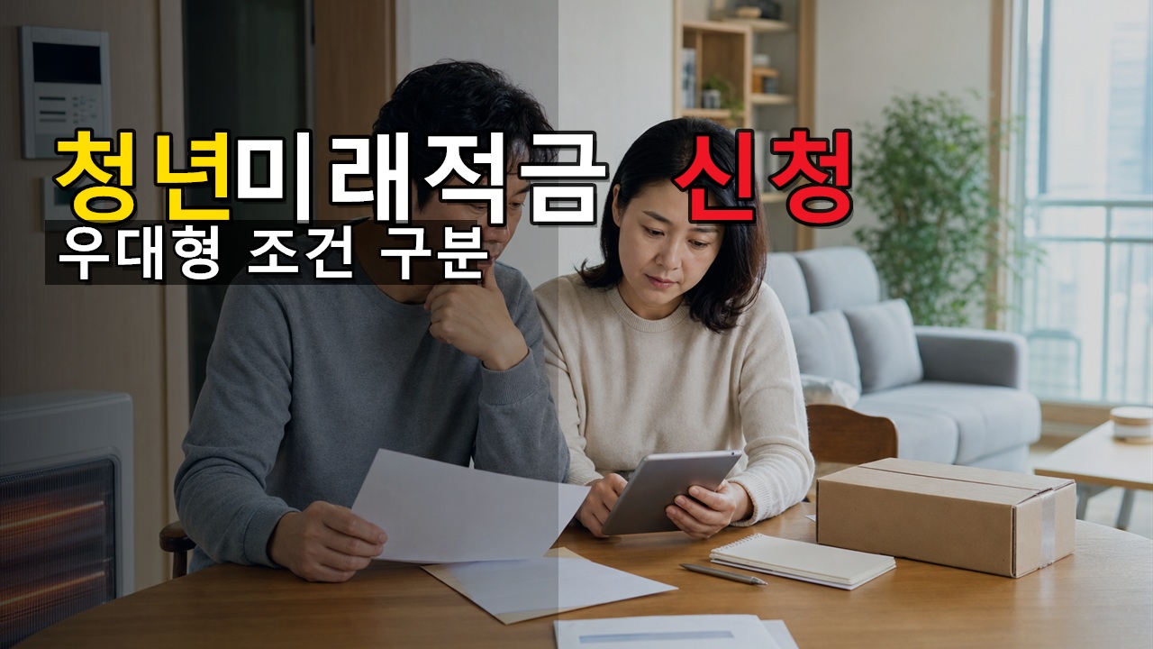 최대 19.4%만 보고 신청해도 될까? 청년미래적금 우대형 조건 구분｜청년미래적금 1991년생 이번 신청 대상 관련 핵심 정보를 상징적으로 보여주는 썸네일 이미지
